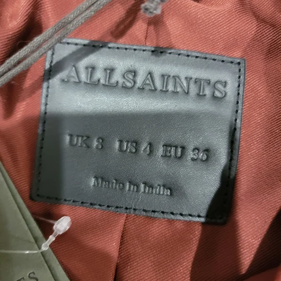 All Saints Balfern Leather Biker Jacket Fire Red Moto Burgundy Maroon Size 4 - Picture 7 of 7